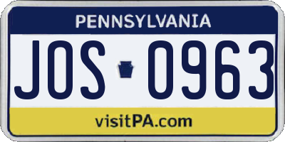 PA license plate JOS0963
