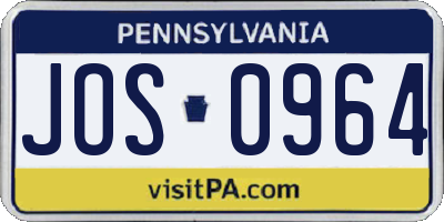 PA license plate JOS0964