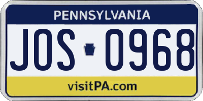 PA license plate JOS0968