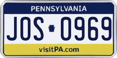 PA license plate JOS0969