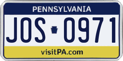 PA license plate JOS0971