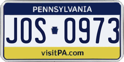 PA license plate JOS0973