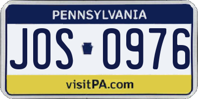 PA license plate JOS0976
