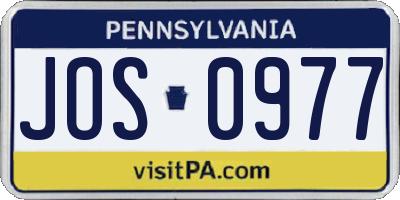 PA license plate JOS0977