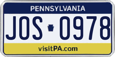 PA license plate JOS0978