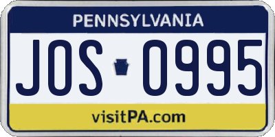 PA license plate JOS0995