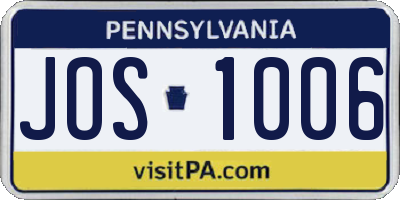 PA license plate JOS1006