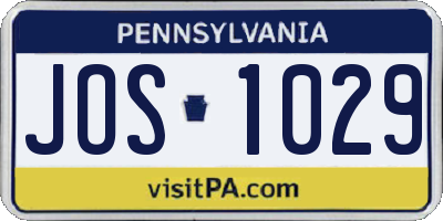 PA license plate JOS1029