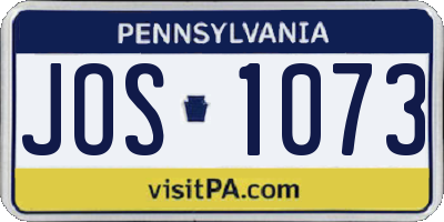 PA license plate JOS1073