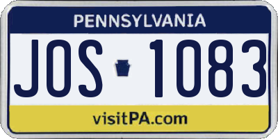 PA license plate JOS1083