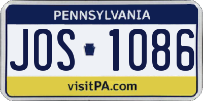 PA license plate JOS1086