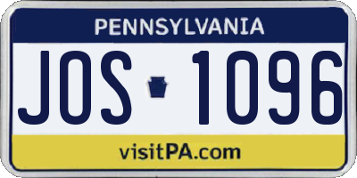 PA license plate JOS1096