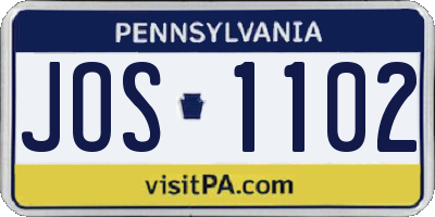 PA license plate JOS1102