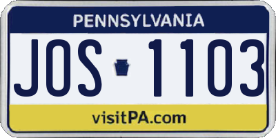PA license plate JOS1103