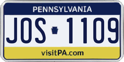 PA license plate JOS1109