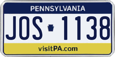 PA license plate JOS1138