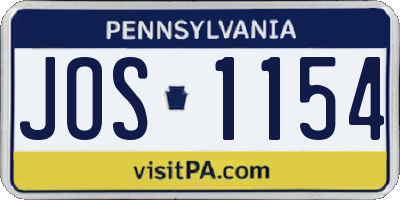 PA license plate JOS1154