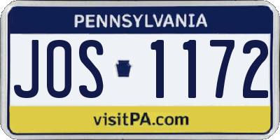 PA license plate JOS1172