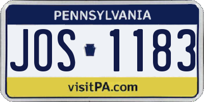 PA license plate JOS1183