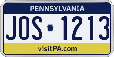 PA license plate JOS1213