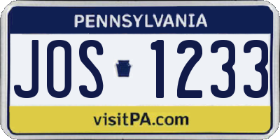 PA license plate JOS1233