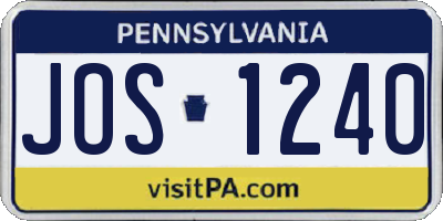 PA license plate JOS1240