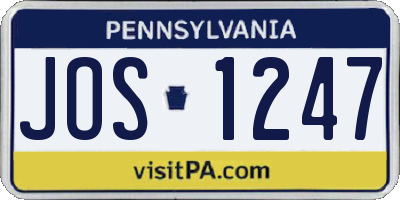 PA license plate JOS1247