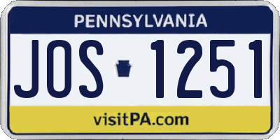 PA license plate JOS1251
