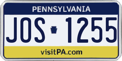 PA license plate JOS1255