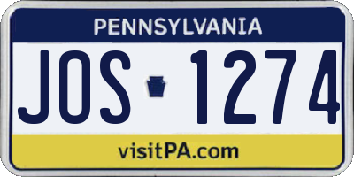 PA license plate JOS1274