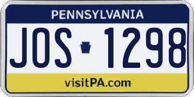 PA license plate JOS1298