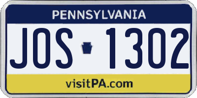 PA license plate JOS1302