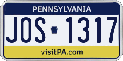 PA license plate JOS1317