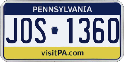 PA license plate JOS1360