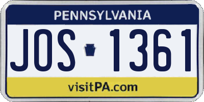PA license plate JOS1361