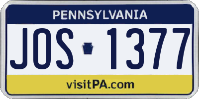 PA license plate JOS1377