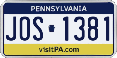 PA license plate JOS1381