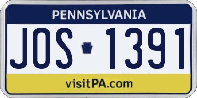 PA license plate JOS1391