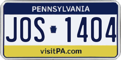 PA license plate JOS1404