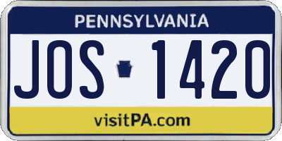 PA license plate JOS1420