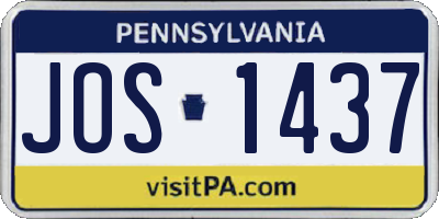 PA license plate JOS1437