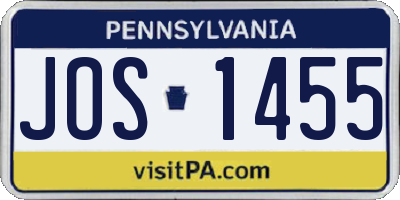 PA license plate JOS1455