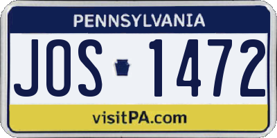 PA license plate JOS1472