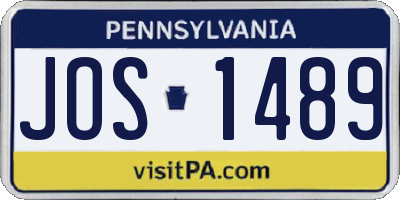 PA license plate JOS1489