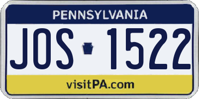 PA license plate JOS1522