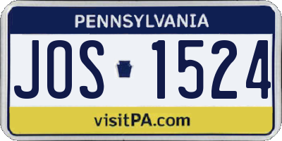 PA license plate JOS1524