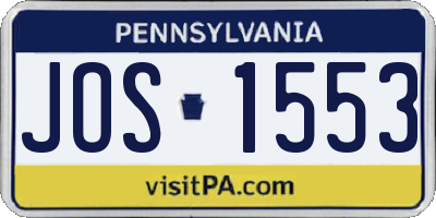 PA license plate JOS1553