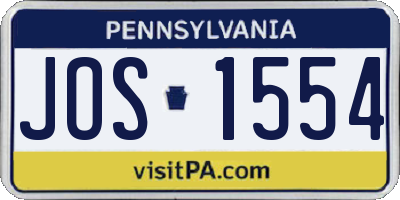 PA license plate JOS1554