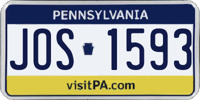 PA license plate JOS1593
