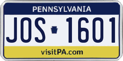 PA license plate JOS1601